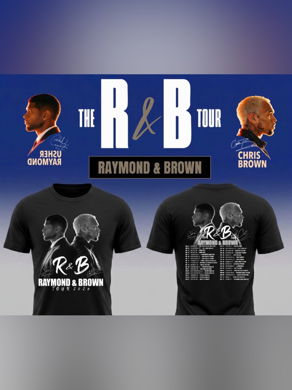 Usher x Chris Brown R&B Tour T shirt new Tour Dates Tee 2026 S-3XL
